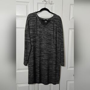 Say What? Gray Dress, Lace-Up Neckline, Size 2X, Soft Stretchy Fabric,  EUC